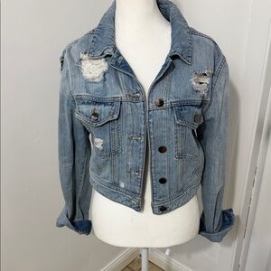 Guess Light Blue Distressed Jean Jacket